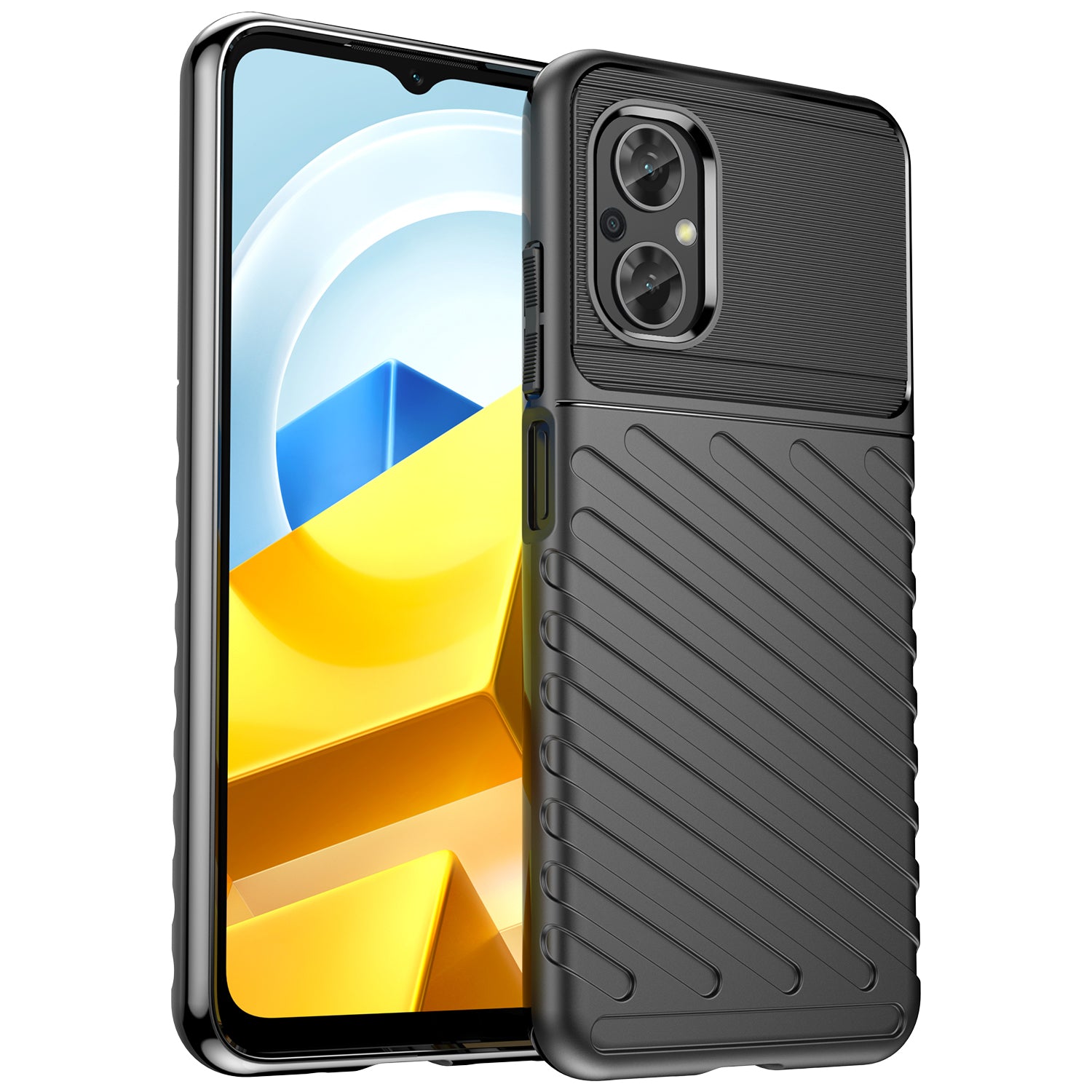 For Xiaomi Poco M5 4G Thunder Series Thickened TPU Drop-proof Phone Case Twill Texture Anti-slip Protective Cover For Xiaomi Poco M5 4G Thunder Series Thickened TPU Drop-proof Phone Case Twill Texture Anti-slip Protective Cover